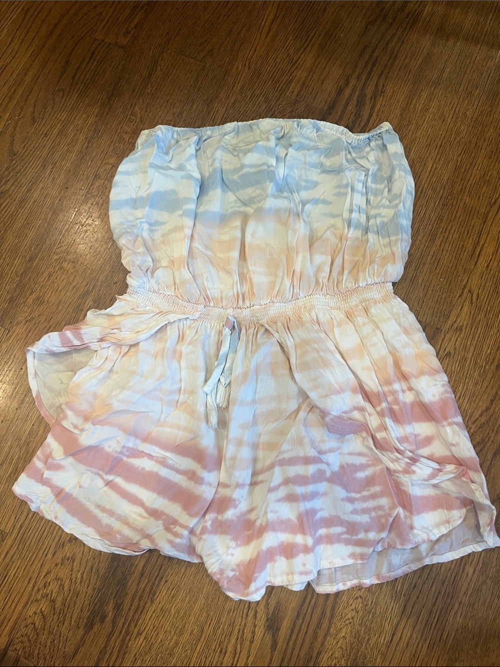 Ocean Drive Tie-Dye Strapless Romper - Pink & Blue